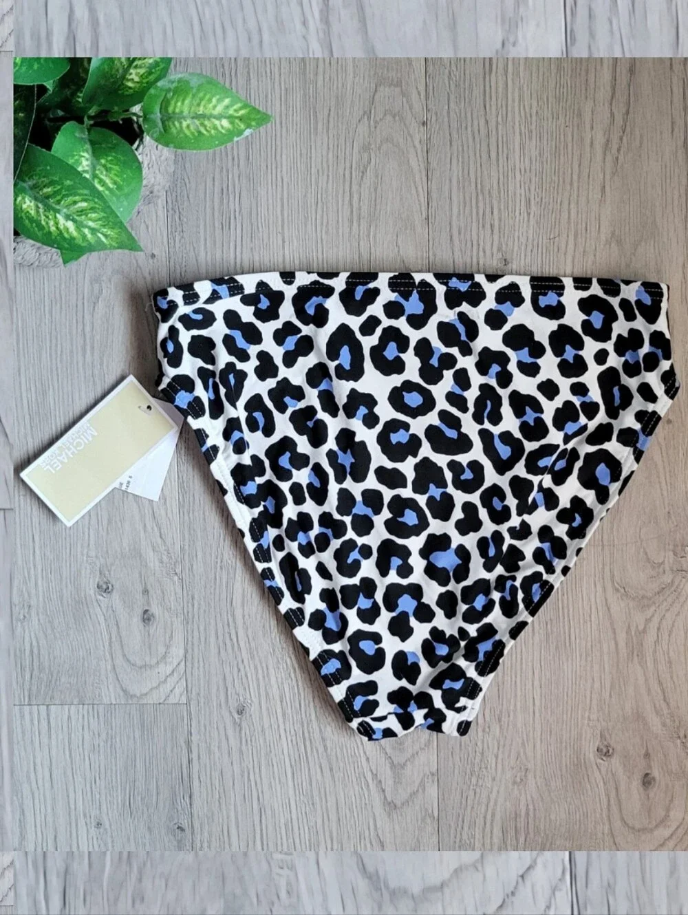 Michael Kors NWT Oasis Crew Blue Leopard High-Waist Swimsuit Bikini Bottoms, XS